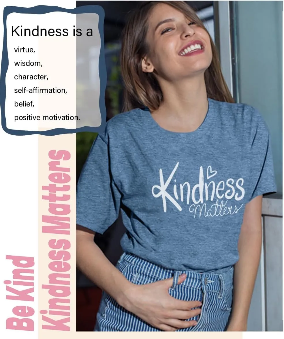 Kindness Shirts for Women Casual Graphic Tees Funny Inspirational T Shirt Teacher Tees Tops