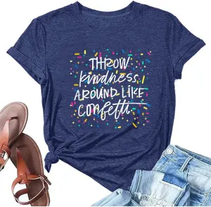 Kindness Shirts for Women Casual Graphic Tees Funny Inspirational T Shirt Teacher Tees Tops