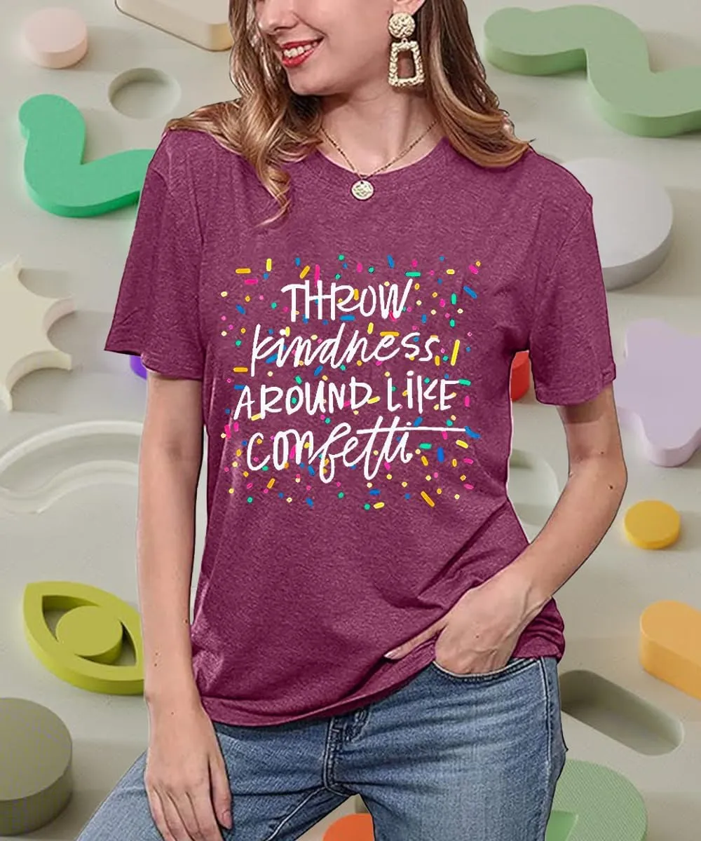 Kindness Shirts for Women Casual Graphic Tees Funny Inspirational T Shirt Teacher Tees Tops