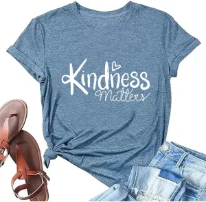 Kindness Shirts for Women Casual Graphic Tees Funny Inspirational T Shirt Teacher Tees Tops