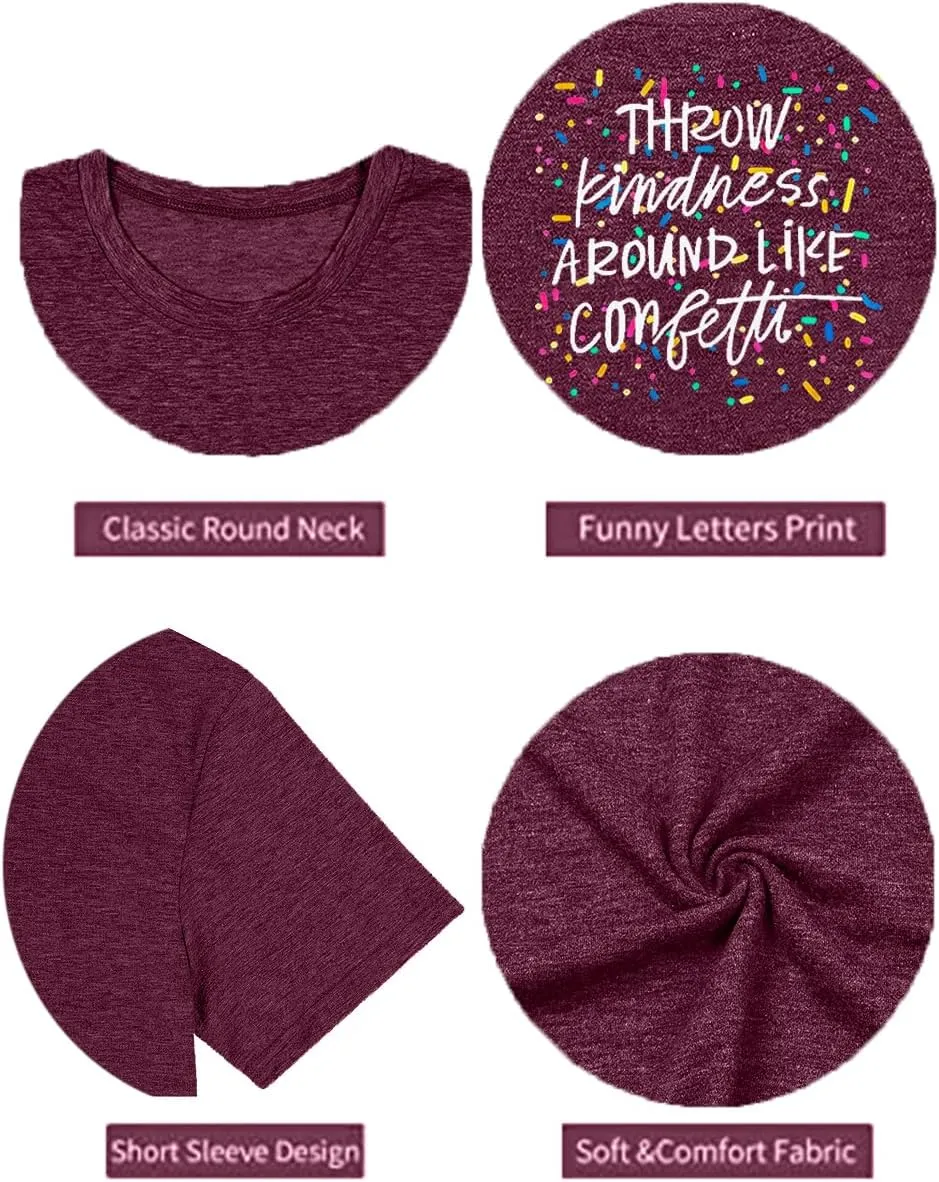 Kindness Shirts for Women Casual Graphic Tees Funny Inspirational T Shirt Teacher Tees Tops