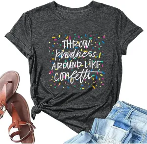 Kindness Shirts for Women Casual Graphic Tees Funny Inspirational T Shirt Teacher Tees Tops
