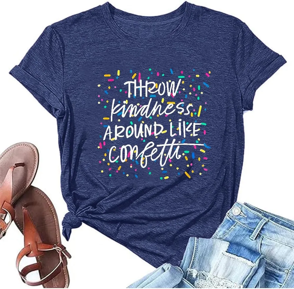 Kindness Shirts for Women Casual Graphic Tees Funny Inspirational T Shirt Teacher Tees Tops