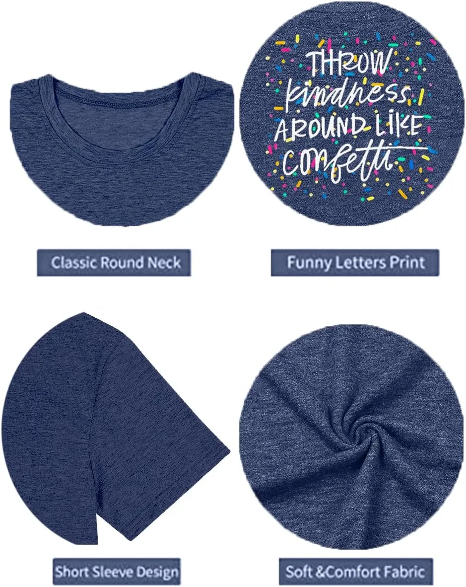 Kindness Shirts for Women Casual Graphic Tees Funny Inspirational T Shirt Teacher Tees Tops