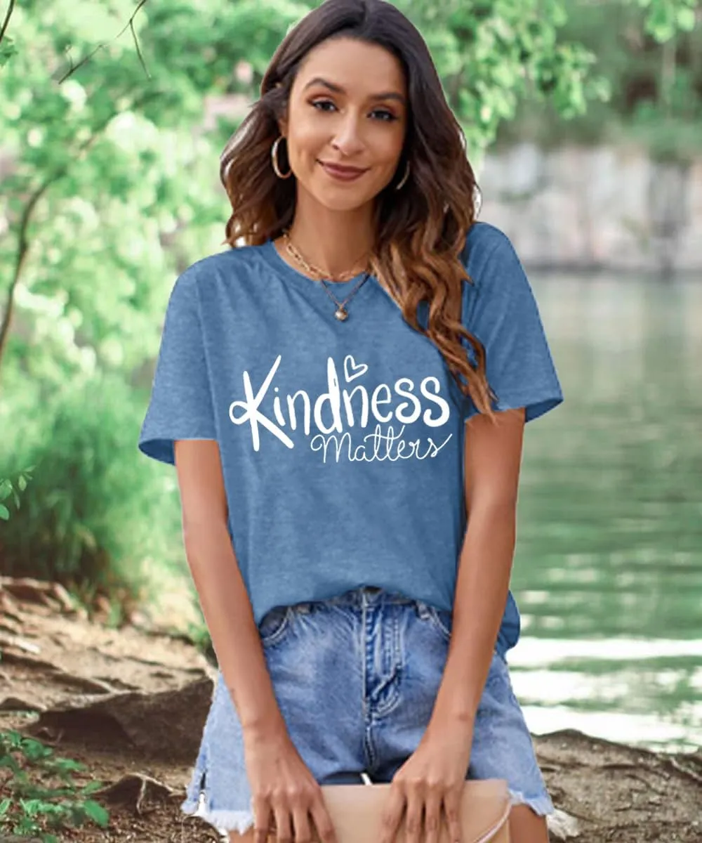 Kindness Shirts for Women Casual Graphic Tees Funny Inspirational T Shirt Teacher Tees Tops