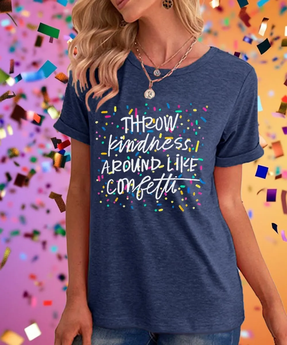 Kindness Shirts for Women Casual Graphic Tees Funny Inspirational T Shirt Teacher Tees Tops