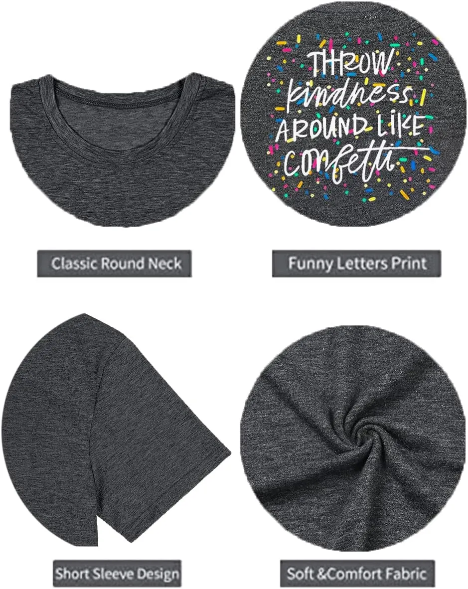 Kindness Shirts for Women Casual Graphic Tees Funny Inspirational T Shirt Teacher Tees Tops