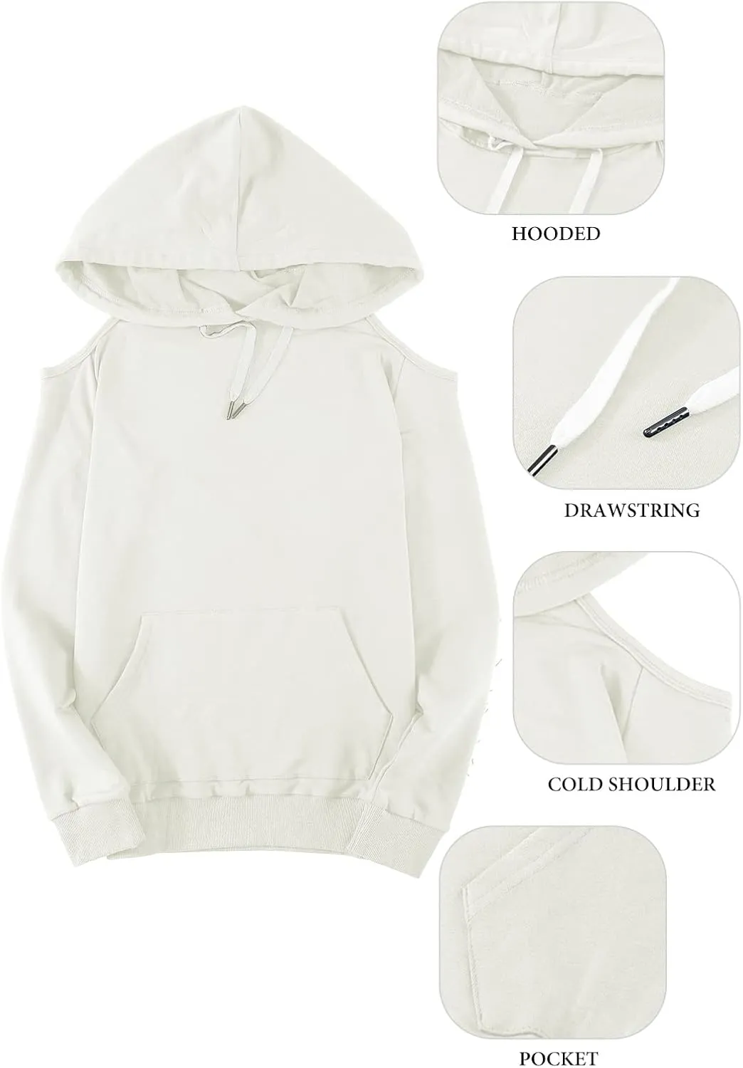 Kisscynest Womens Sweatshirts Cold Shoulder Hoodies Pullover Cut Out Tops Fall Fashion 2024 Y2k Clothes…