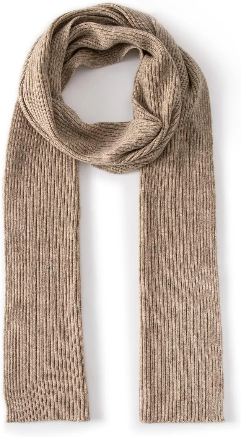 Lallier Cashmere Wool Scarf, Ultra Soft Classic Ribbed Solid Color Winter Scarf for Men and Women with Gift Box