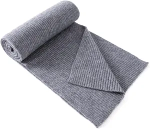 Lallier Cashmere Wool Scarf, Ultra Soft Classic Ribbed Solid Color Winter Scarf for Men and Women with Gift Box