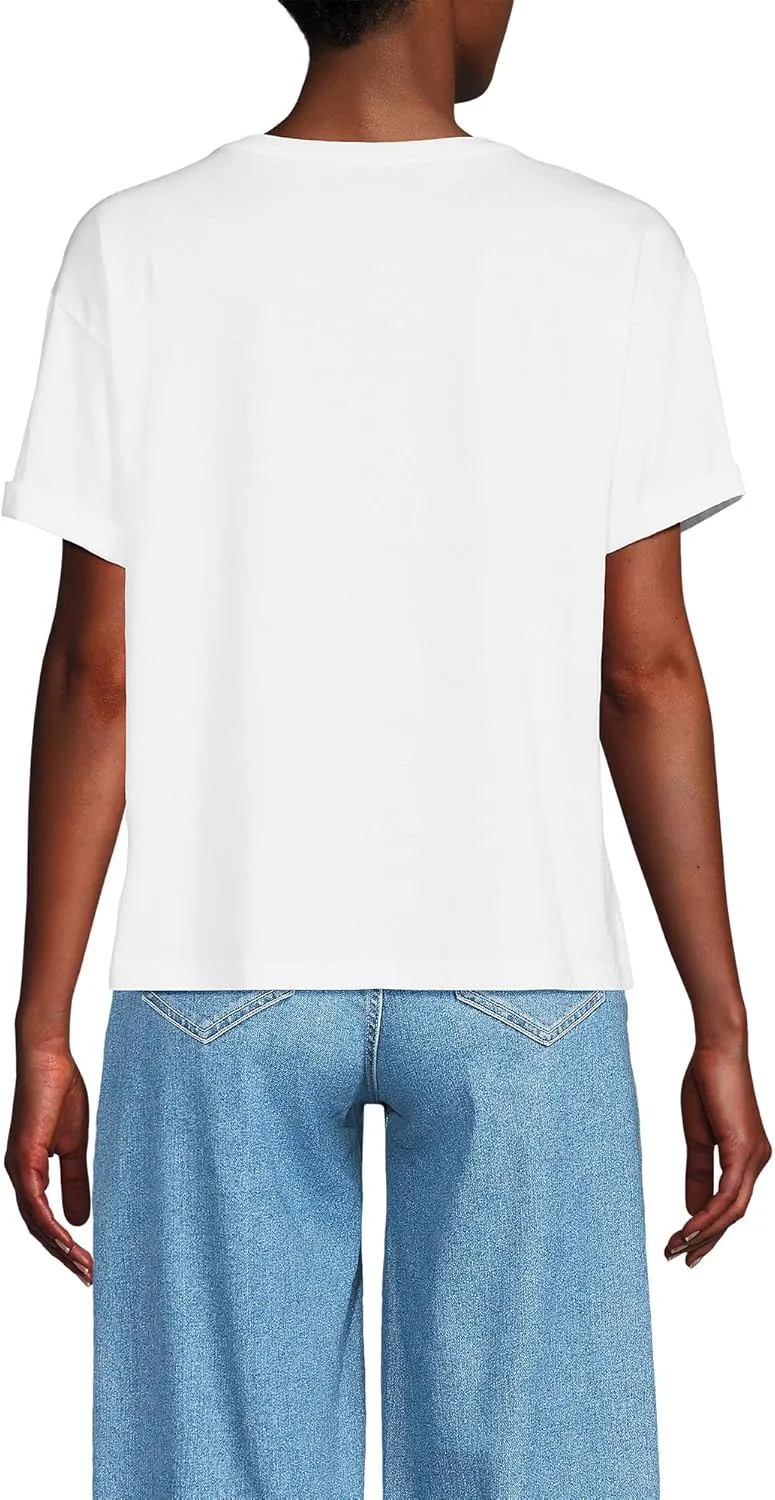 Lands' End Women's Oversized American-Grown Supima Cotton Short Sleeve Crew Neck T-Shirt