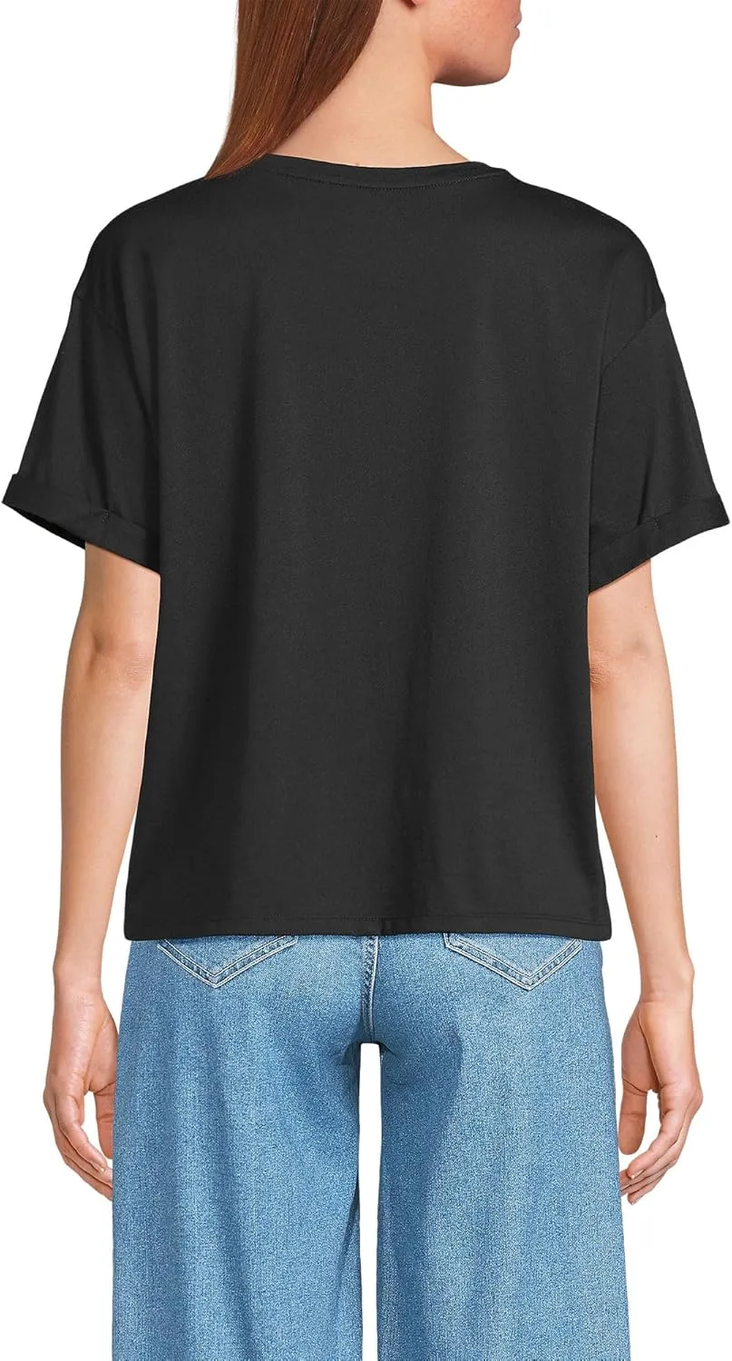 Lands' End Women's Oversized American-Grown Supima Cotton Short Sleeve Crew Neck T-Shirt