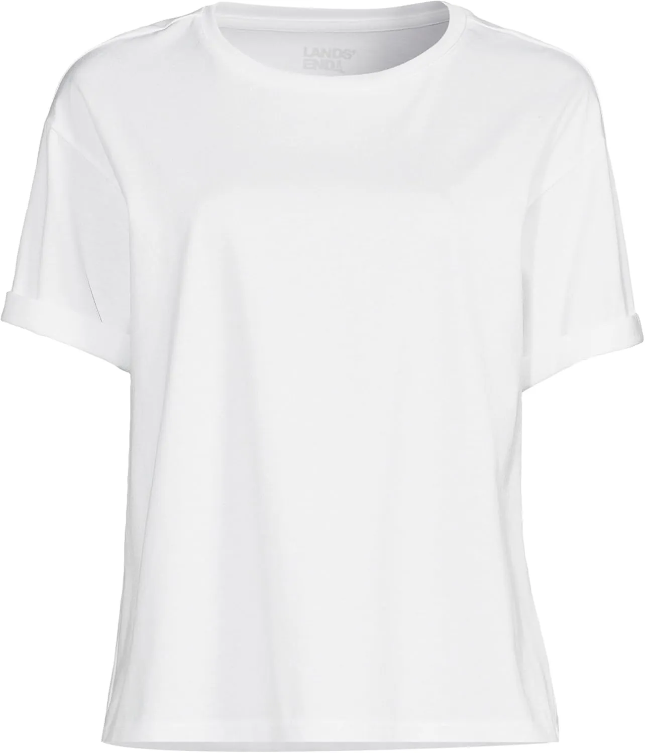 Lands' End Women's Oversized American-Grown Supima Cotton Short Sleeve Crew Neck T-Shirt