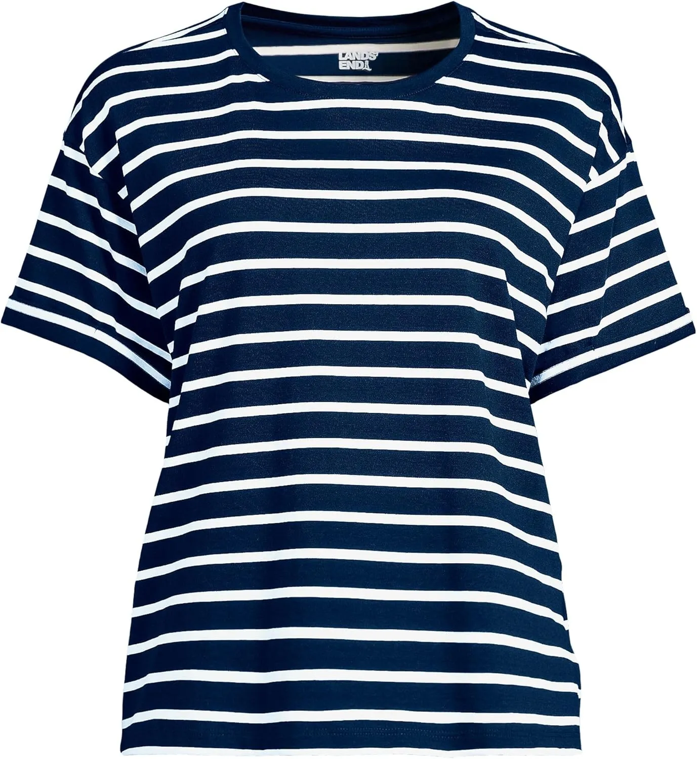 Lands' End Women's Oversized American-Grown Supima Cotton Short Sleeve Crew Neck T-Shirt