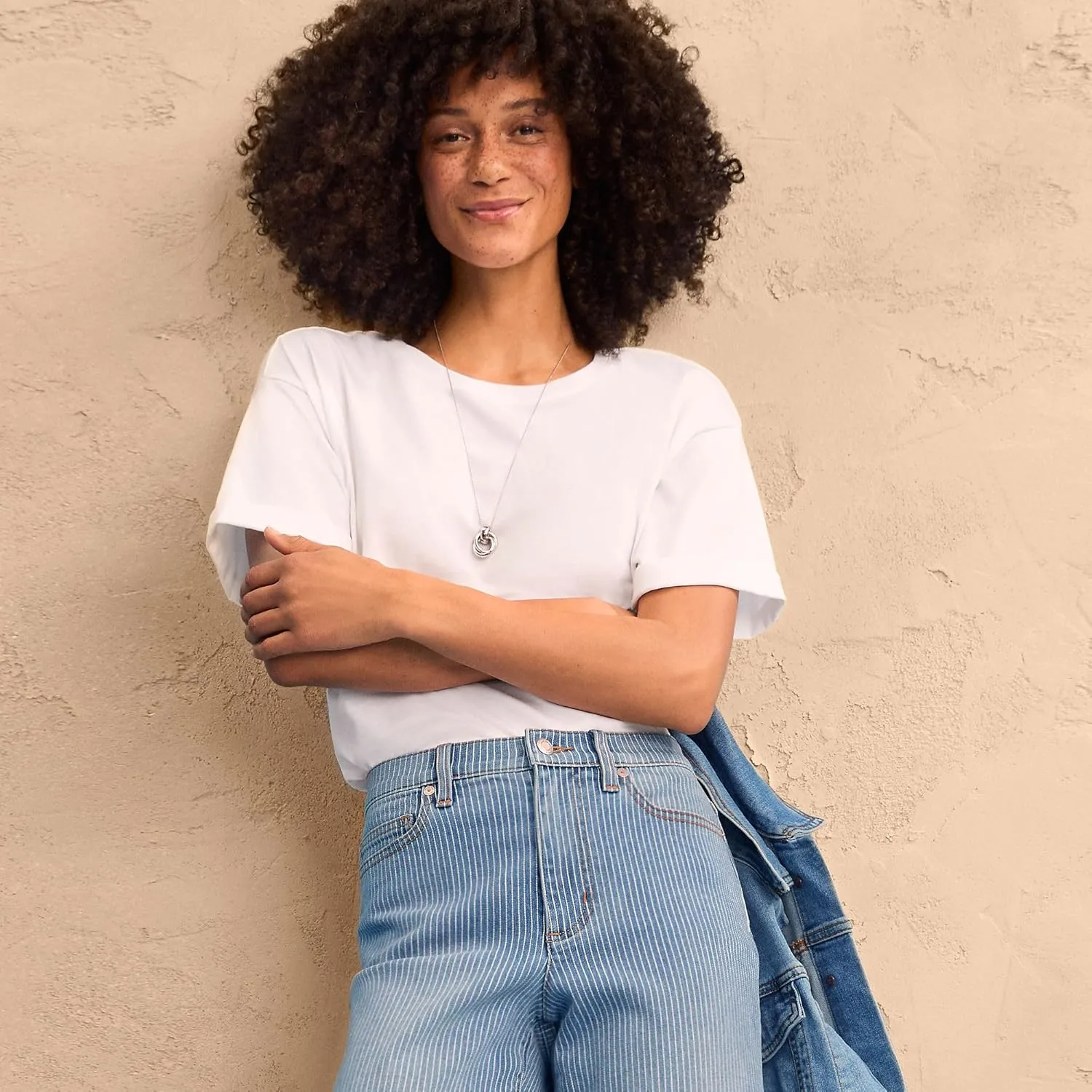 Lands' End Women's Oversized American-Grown Supima Cotton Short Sleeve Crew Neck T-Shirt