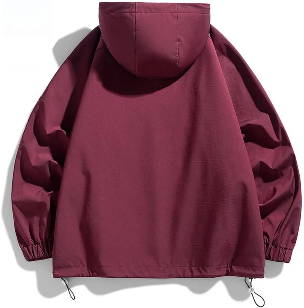 Large Size Jacket Men's Multi-Pocket Loose Workwear Jacket Hooded Tops