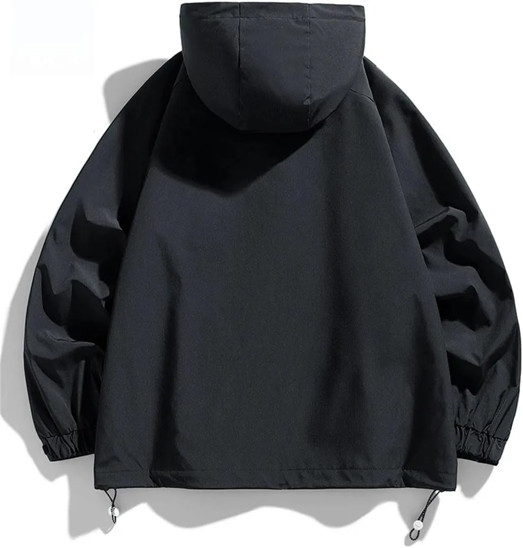 Large Size Jacket Men's Multi-Pocket Loose Workwear Jacket Hooded Tops