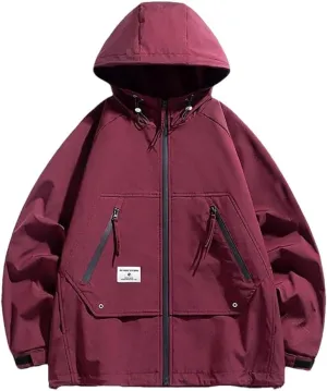 Large Size Jacket Men's Multi-Pocket Loose Workwear Jacket Hooded Tops