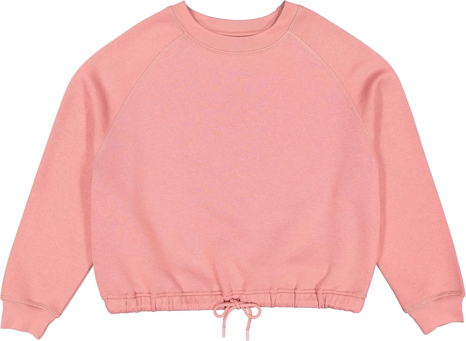LAT Women Cropped Sweatshirt | Long Sleeve Pullover Fleece with Waist Drawstring, Mauvelous, Small