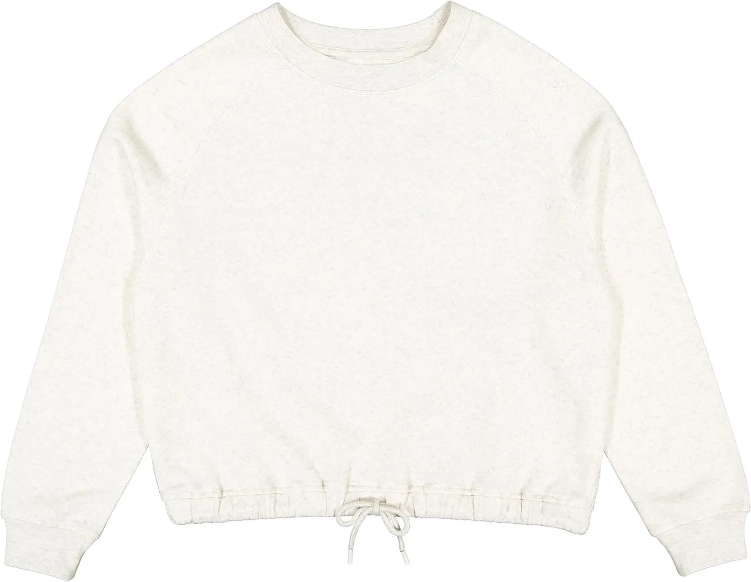 LAT Women Cropped Sweatshirt | Long Sleeve Pullover Fleece with Waist Drawstring, Natural Heather, X-Large