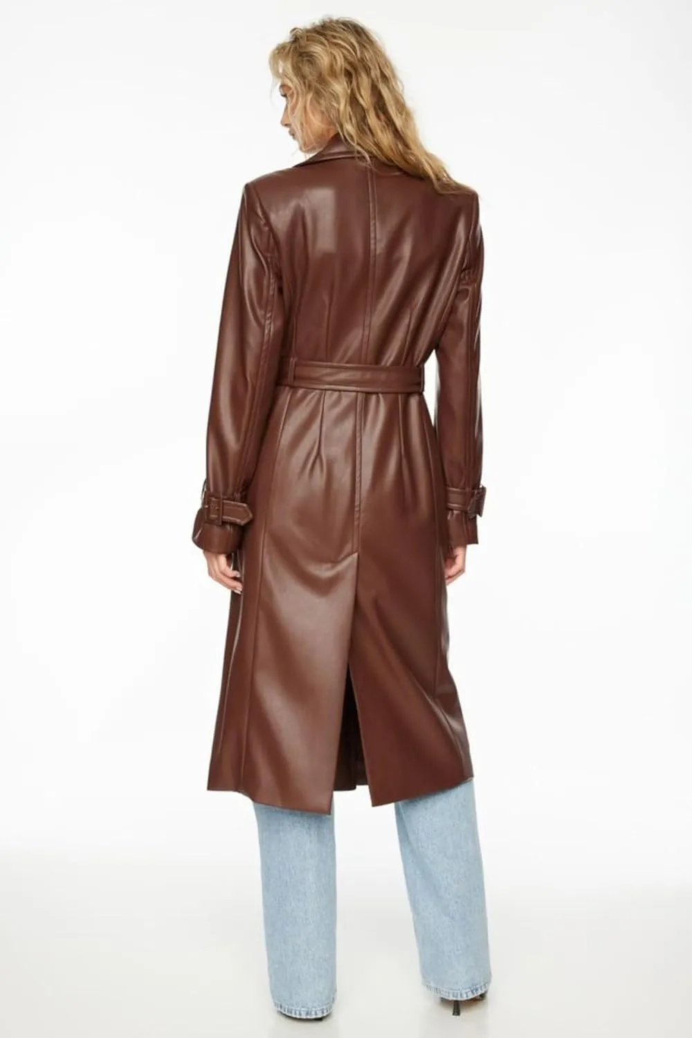 Leather Trench Coat For Women Long | Brown Lambskin Leather