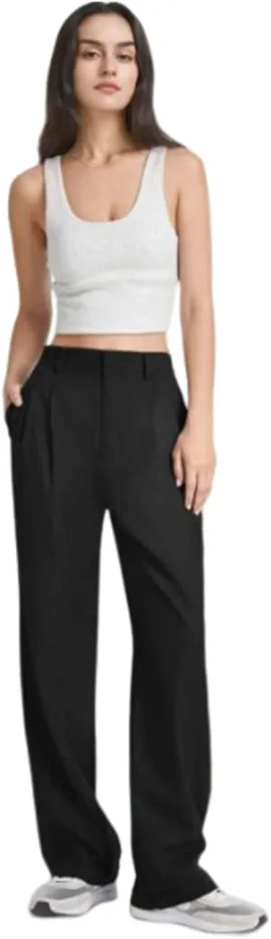 LELEBEAR The Effortless Tailored Wide Leg Pants, Women's Casual Wide Leg High Down Straight Long Trousers High Waisted