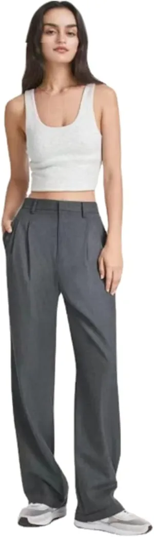 LELEBEAR The Effortless Tailored Wide Leg Pants, Women's Casual Wide Leg High Down Straight Long Trousers High Waisted