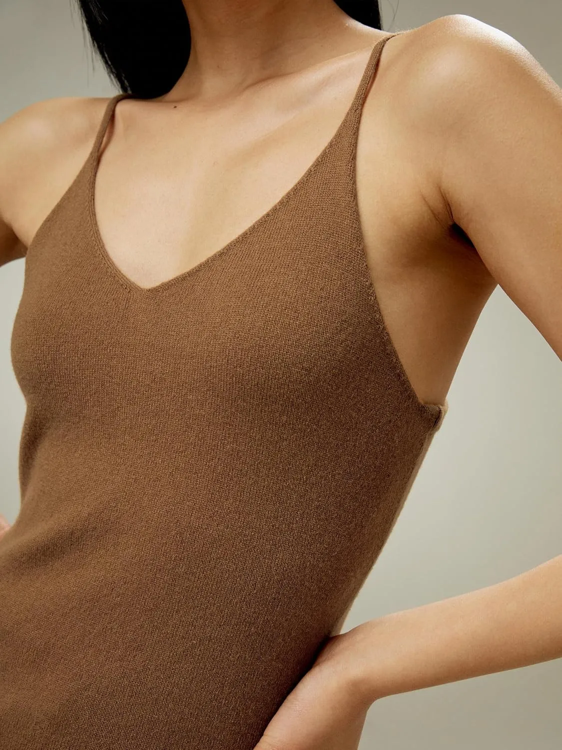 LilySilk 100% Cashmere Camisole Top V Neck Sleeveless Tops Slim Fit Sweater Cami Basic Layer Shirt for Women