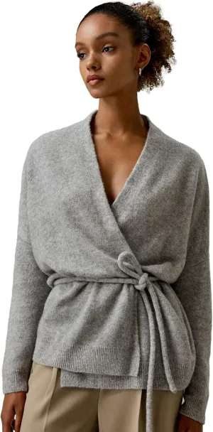 LilySilk Cashmere Silk Blended Lounge Wrap Cardigan for Women Relaxed Fit Wrap Front Coat for Autumn Winter Loungewear