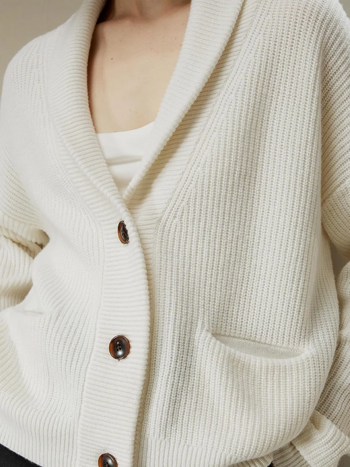 LilySilk Womens Oversized Cardigan Drop-Shoulder Premium Wool Cashmere Fall Pullover Sweater Causal Loungewear