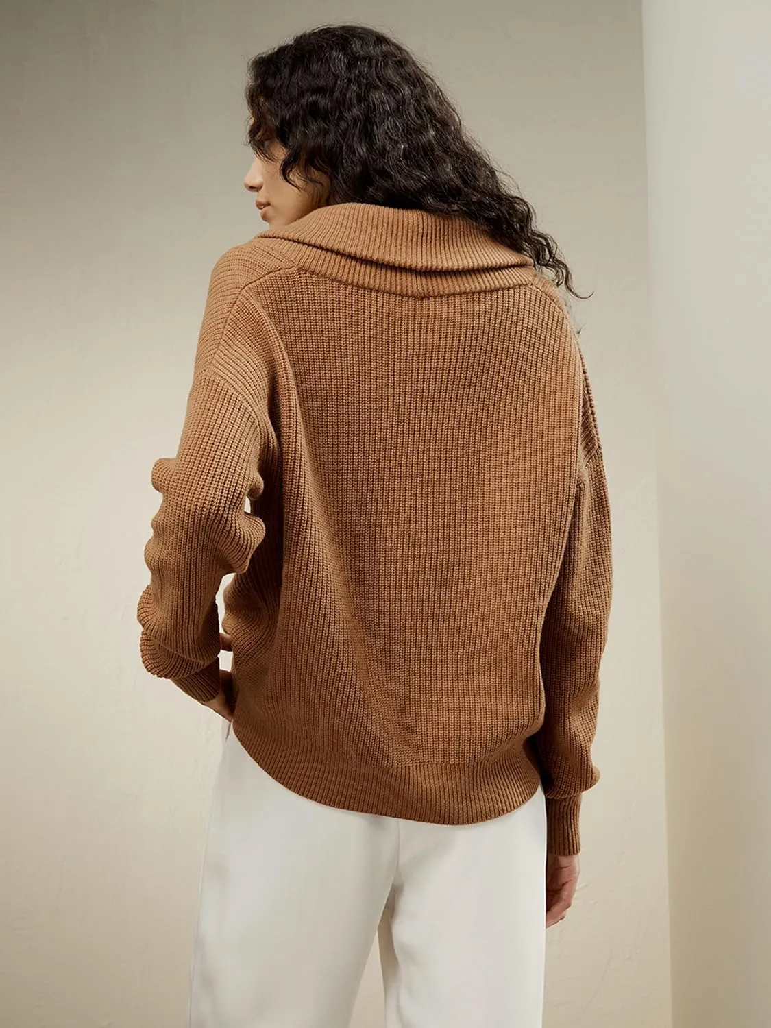 LilySilk Womens Oversized Cardigan Drop-Shoulder Premium Wool Cashmere Fall Pullover Sweater Causal Loungewear