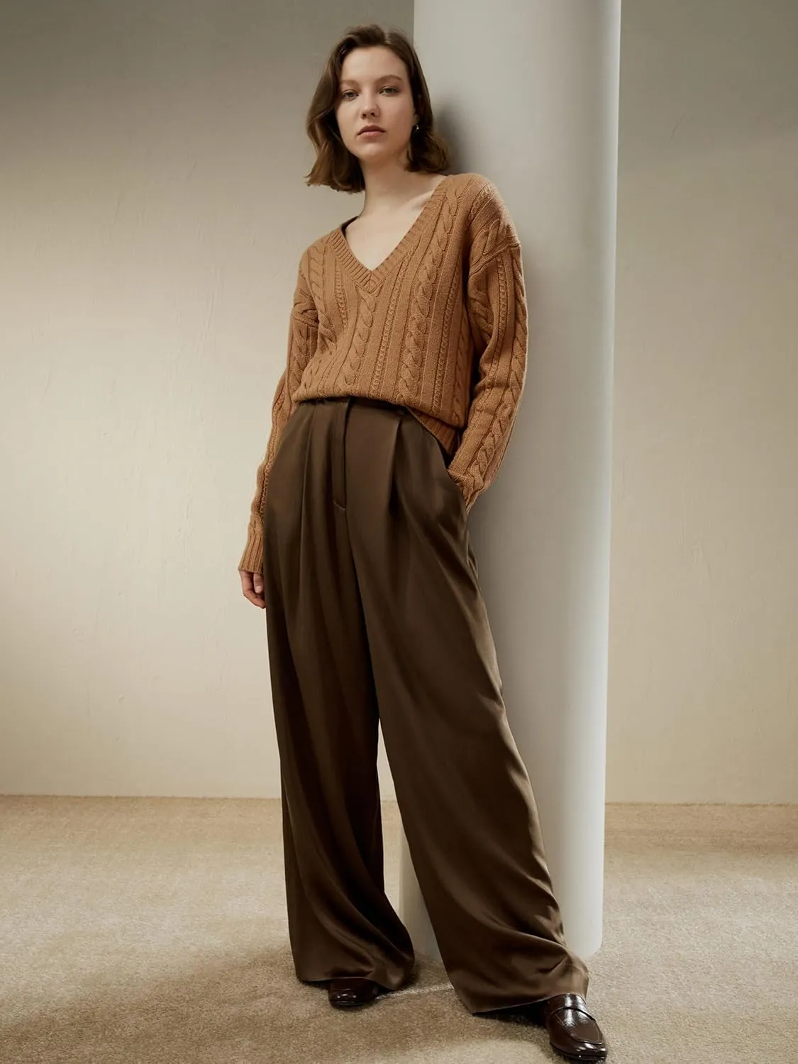 LilySilk Womens Oversized Cardigan Drop-Shoulder Premium Wool Cashmere Fall Pullover Sweater Causal Loungewear