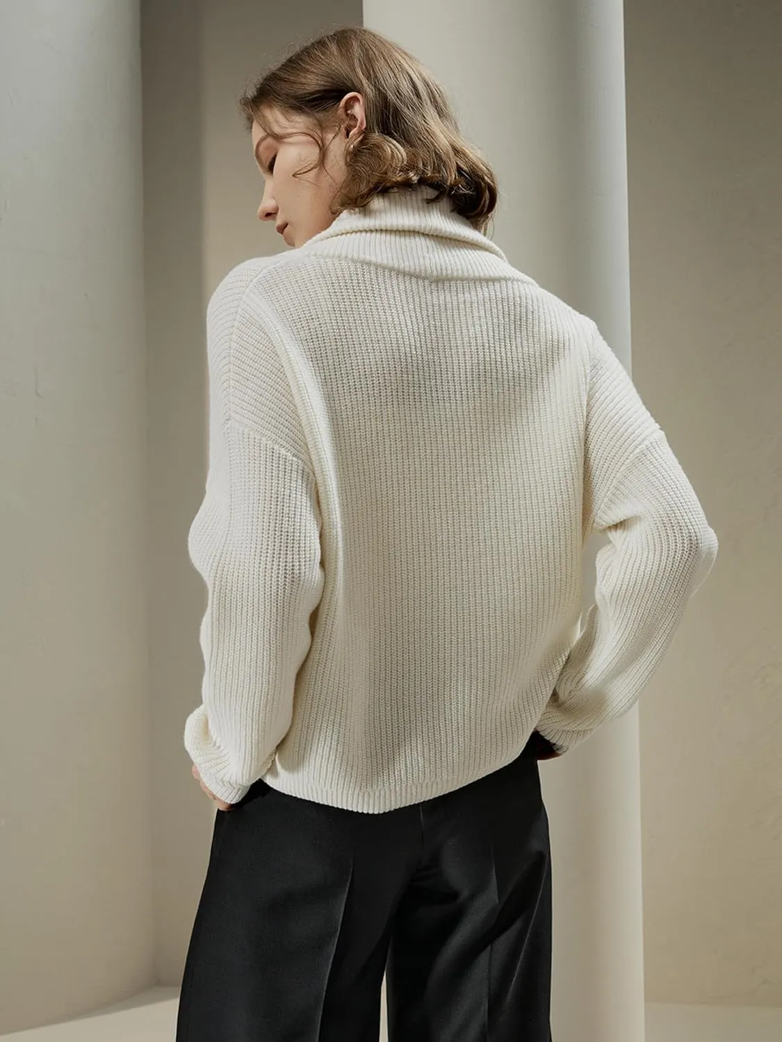 LilySilk Womens Oversized Cardigan Drop-Shoulder Premium Wool Cashmere Fall Pullover Sweater Causal Loungewear