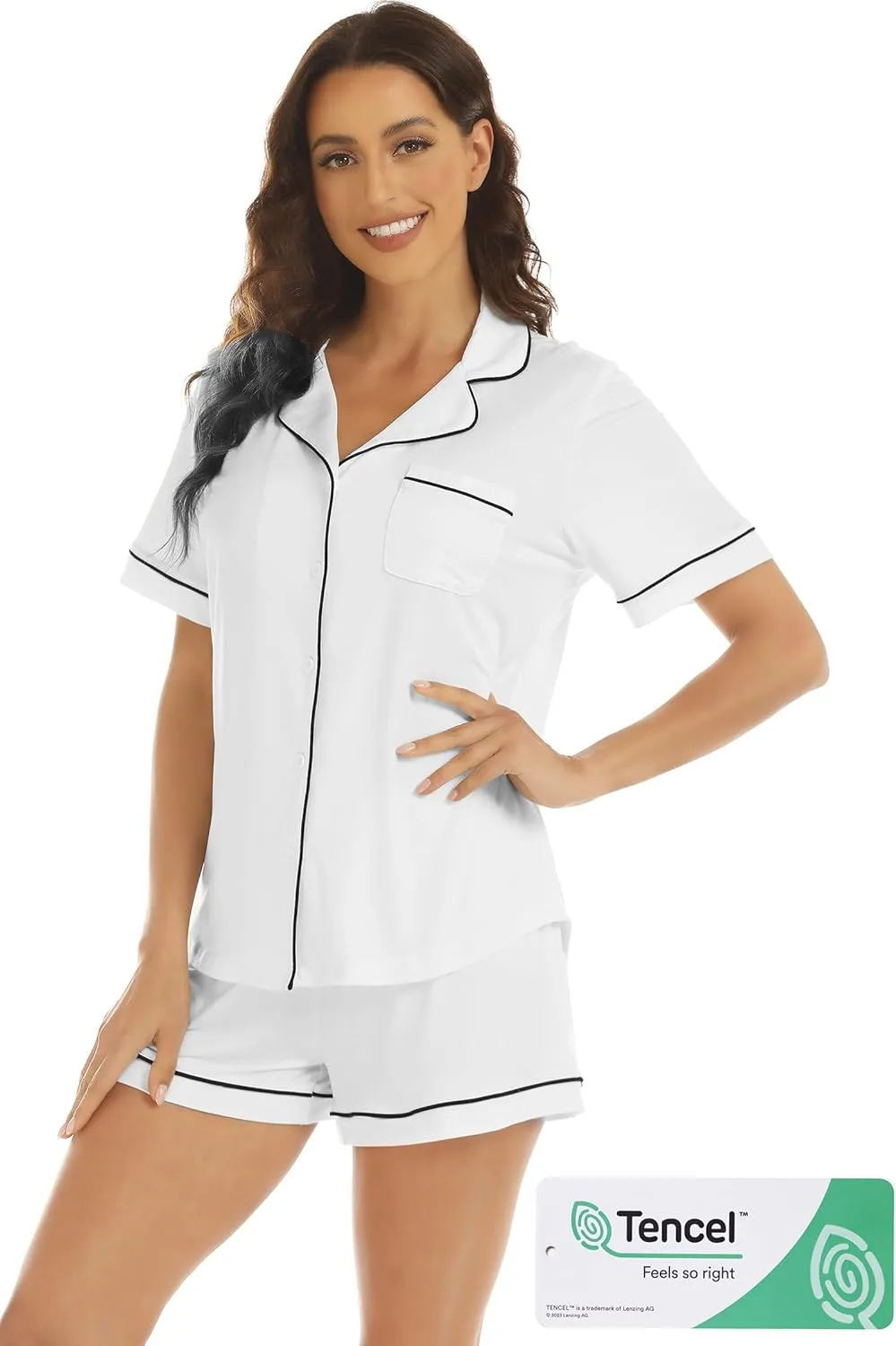 LUBOT Womens Pajamas Set PJ Set for Women Soft 2 Piece Button Down Ladies Comfy Long Short Sleeve Sleepwear Set S-XXL