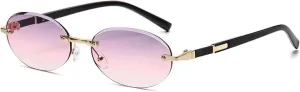 Luxury Oval Rimless Sunglasses Gradient Outdoors