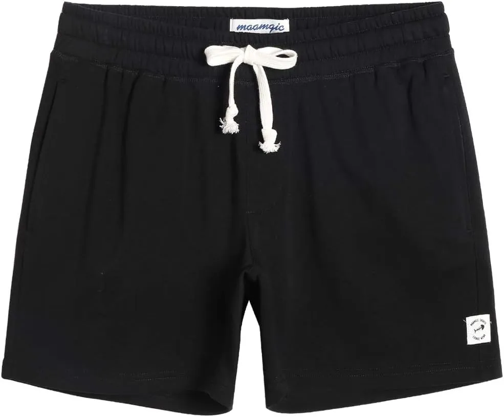 maamgic Mens Athletic Gym Shorts 5.5" Elastic Waist Casual Pajama Pocket Jogger Men Workout Short Pants