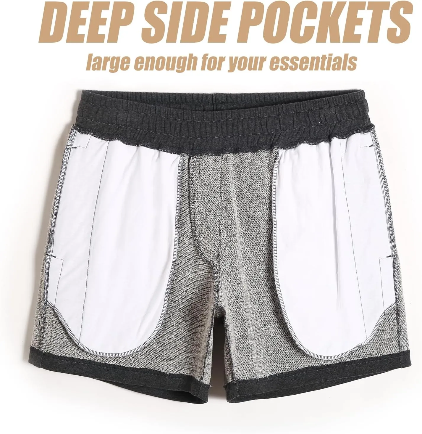 maamgic Mens Athletic Gym Shorts 5.5" Elastic Waist Casual Pajama Pocket Jogger Men Workout Short Pants