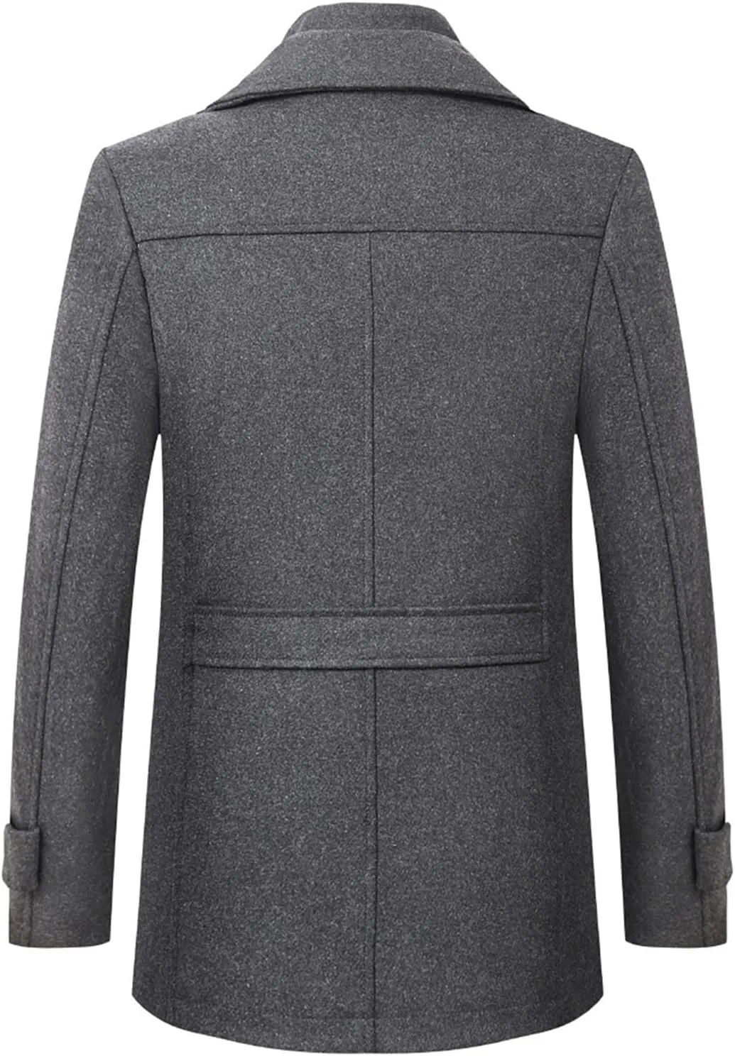 Maiyifu-GJ Men Layered Collar Wool Blend Jacket Military Single Breasted Pea Coat Thick Stylish Quilted Lined Trench Overcoat