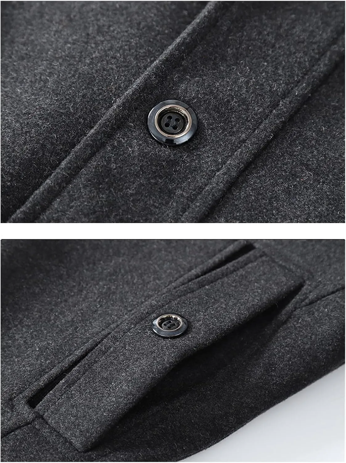 Maiyifu-GJ Men Layered Collar Wool Blend Jacket Military Single Breasted Pea Coat Thick Stylish Quilted Lined Trench Overcoat