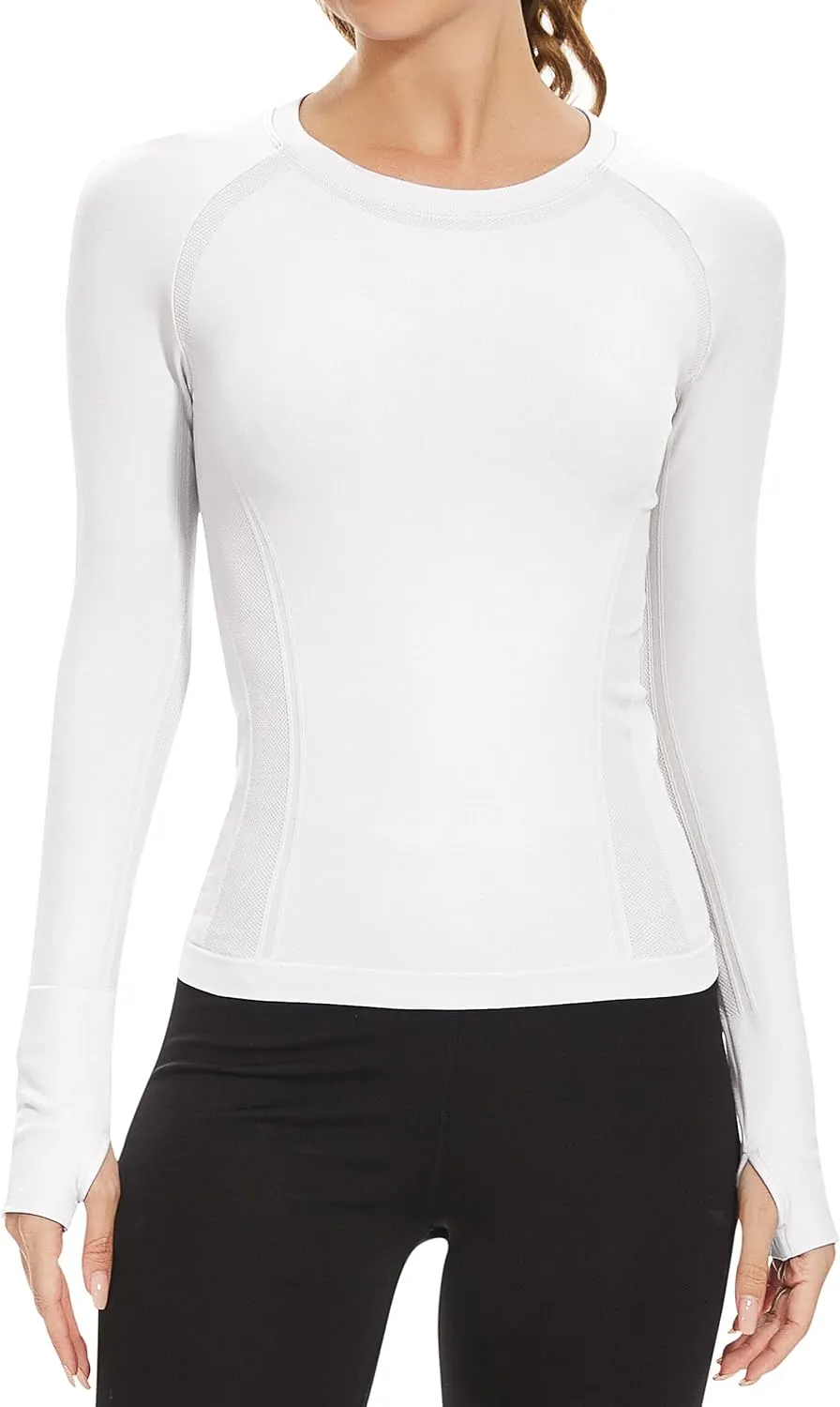 MathCat Long Sleeve Workout Tops for Women, Seamless Yoga Running Tops Breathable Athletic Shirts 3 Pack