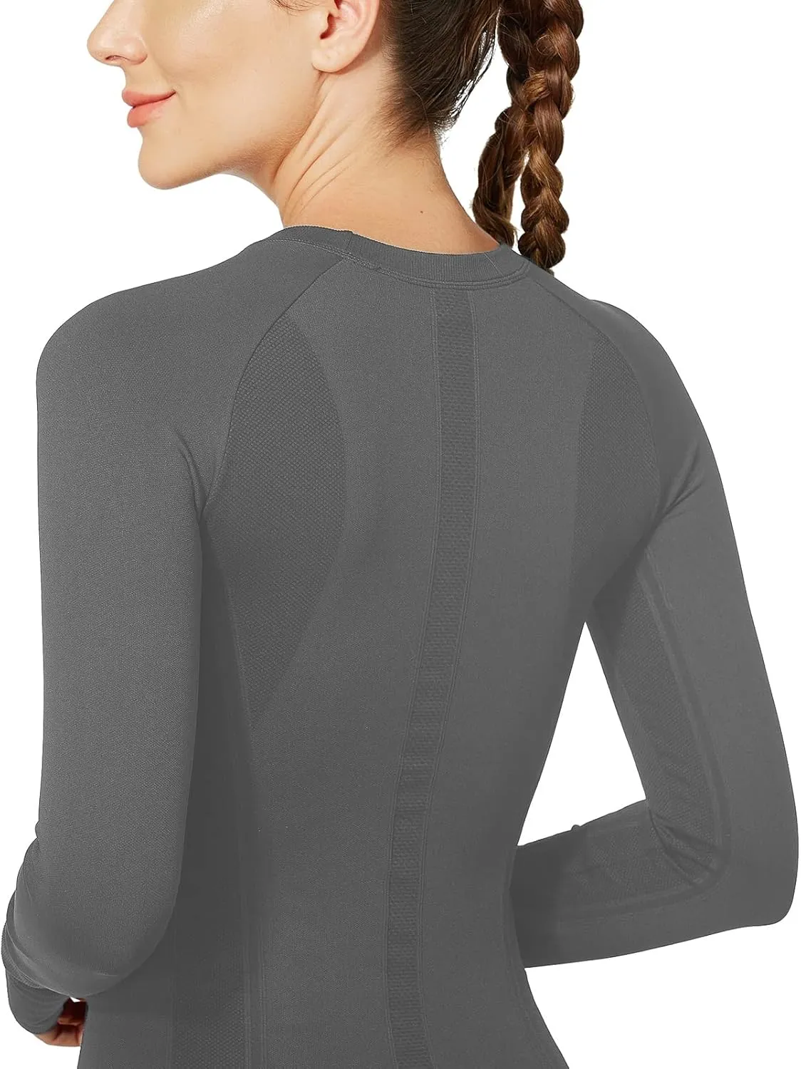 MathCat Long Sleeve Workout Tops for Women, Seamless Yoga Running Tops Breathable Athletic Shirts 3 Pack