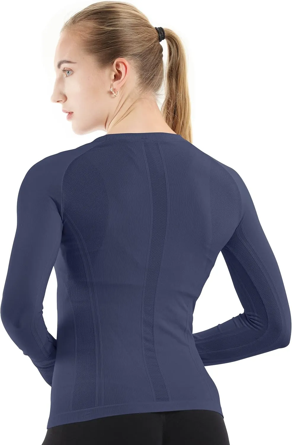 MathCat Seamless Workout Shirts for Women Long Sleeve Yoga Running Shirt Breathable Athletic Tops Slim Fit 2 Pack