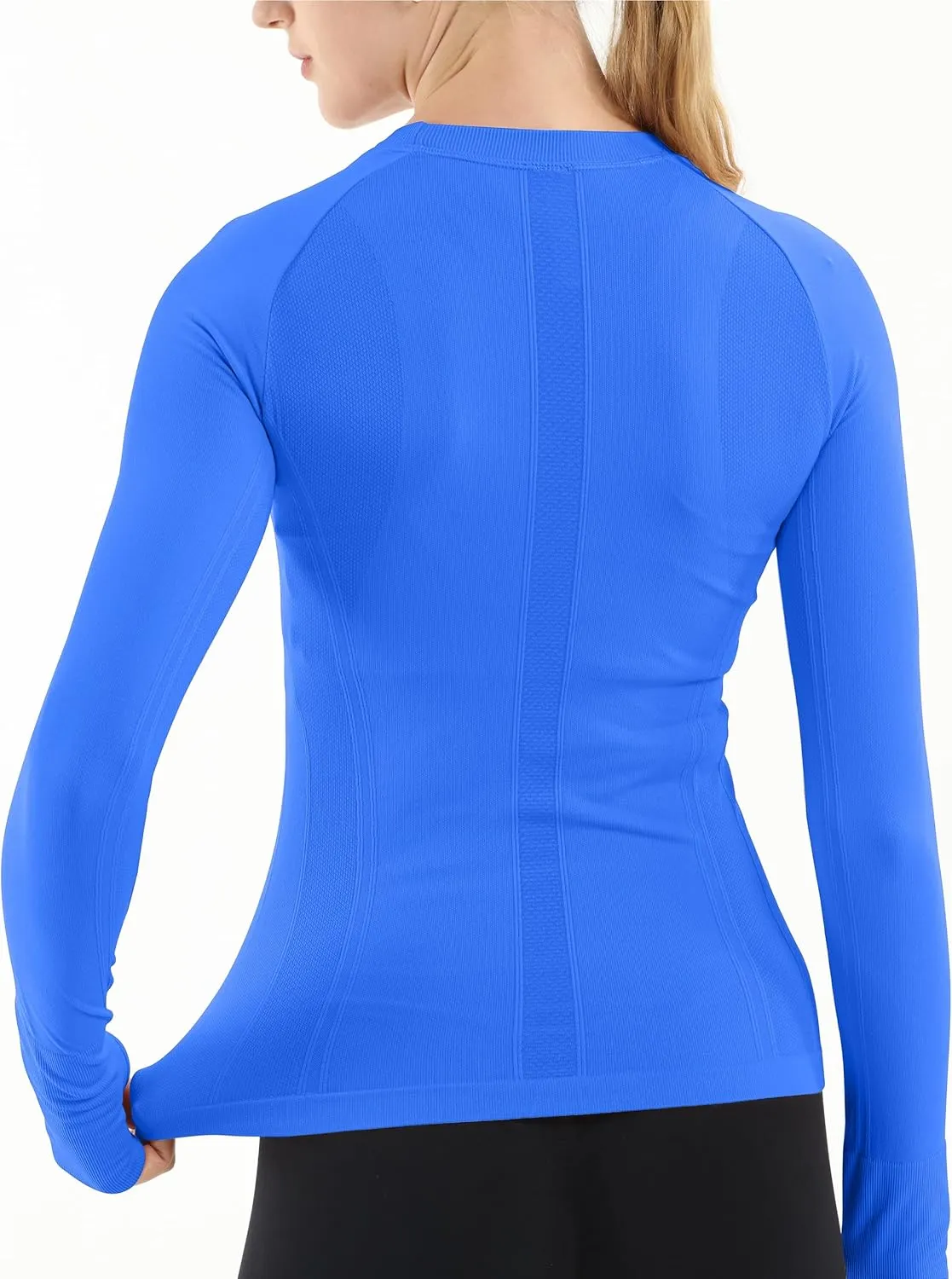 MathCat Seamless Workout Shirts for Women Long Sleeve Yoga Running Shirt Breathable Athletic Tops Slim Fit 2 Pack