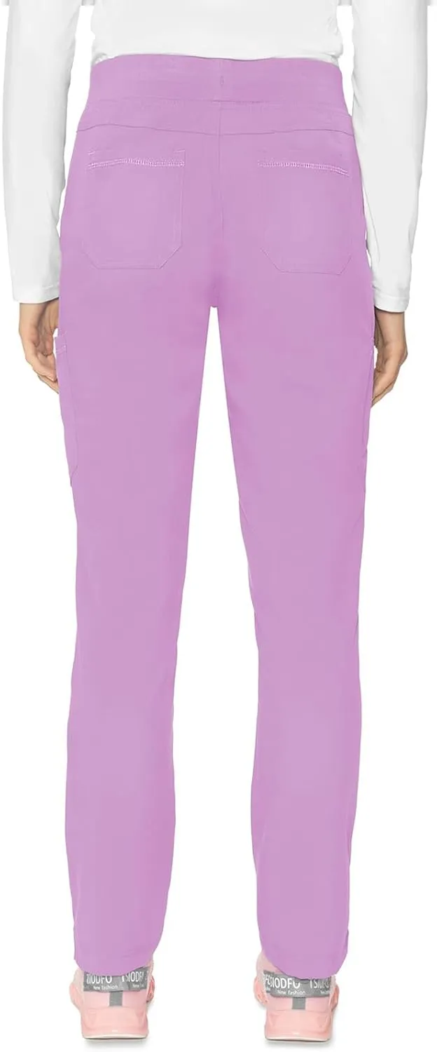 Med Couture Scrub Pants for Women, Jersey Waist Yoga Bottoms, 6 Pockets with Mid Rise Drawstring Waistband - MC7725
