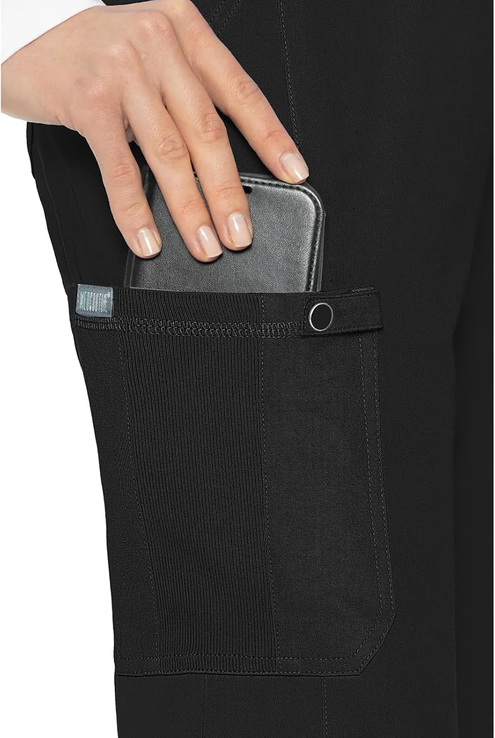 Med Couture Scrub Pants for Women, Jersey Waist Yoga Bottoms, 6 Pockets with Mid Rise Drawstring Waistband - MC7725