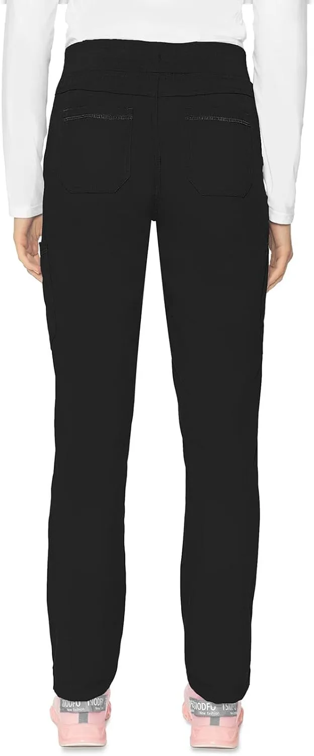 Med Couture Scrub Pants for Women, Jersey Waist Yoga Bottoms, 6 Pockets with Mid Rise Drawstring Waistband - MC7725