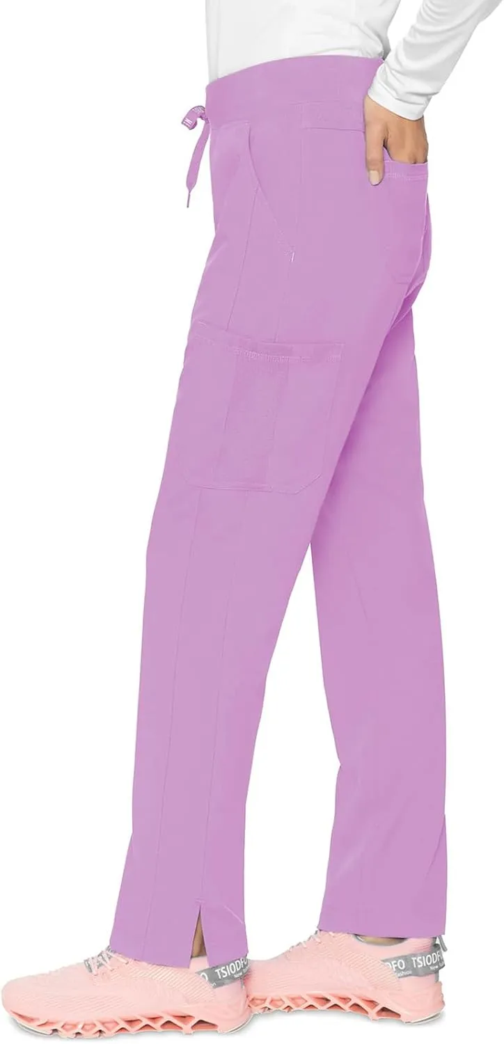 Med Couture Scrub Pants for Women, Jersey Waist Yoga Bottoms, 6 Pockets with Mid Rise Drawstring Waistband - MC7725