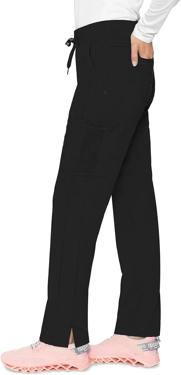 Med Couture Scrub Pants for Women, Jersey Waist Yoga Bottoms, 6 Pockets with Mid Rise Drawstring Waistband - MC7725