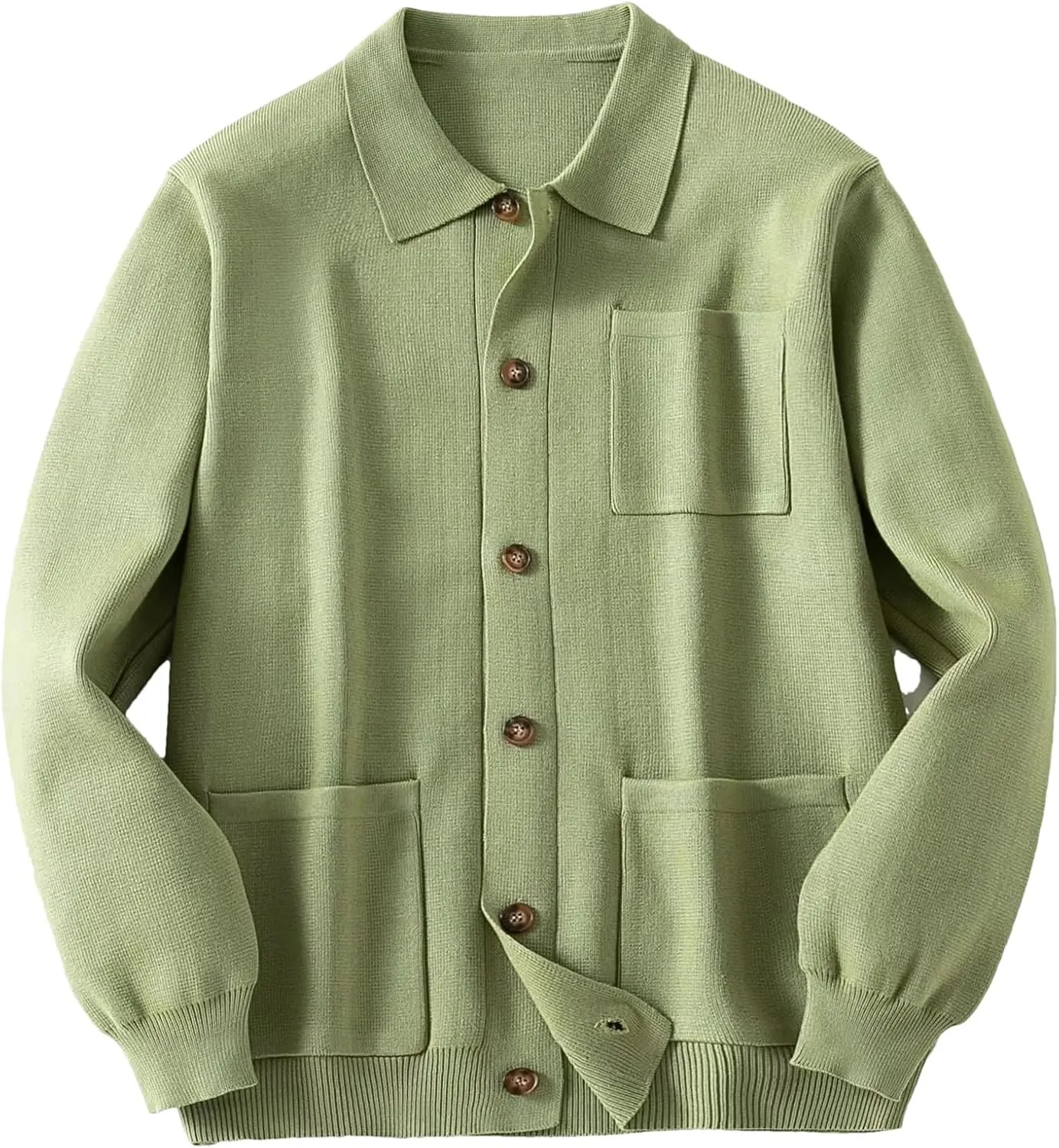 Men Winter Cardigan Sweater Fashion Solid Knitwear Long Sleeve Lapel Button Down Knitted Coat Male Tops