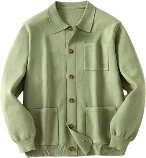 Men Winter Cardigan Sweater Fashion Solid Knitwear Long Sleeve Lapel Button Down Knitted Coat Male Tops